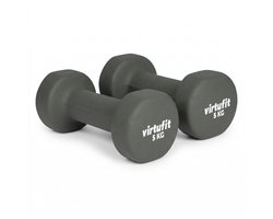 VirtuFit Vinyl Dumbbell Pro Set - 2x 5 kg - Zwart - Gewichten - Dumbbell - Duurzaam Materiaal - Krachttraining - Geschikt voor Zumba, Aerobics en Body Toning