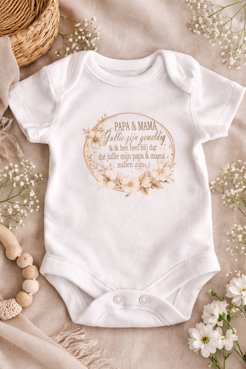 Romper "Papa & Mama jullie zijn geweldig" – Zwangerschapsaankondiging - bericht voor aanstaande ouders
