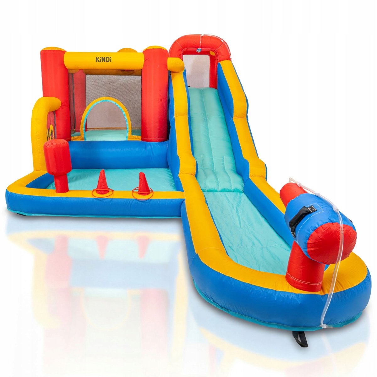 KINDI DPZ011 - Opblaasbare speelplaats - Waterglijbaan - Basketbalring - 265×560×200 cm