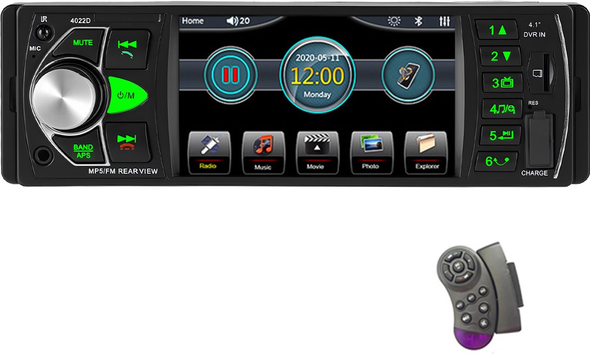 ESSGOO Autoradio met Bluetooth - 1 DIN - Video afspelen op 4.1 inch IPS-scherm - Handsfree bellen - FM/AM - USB, AUX, TF