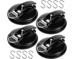 4 Stuks Zware Vacuüm Zuignap – Met 8 S-Haken – Auto Spanner Voor Kamperen, Tenten, Bagage, Dekzeilen & Zijluifels – Zwart