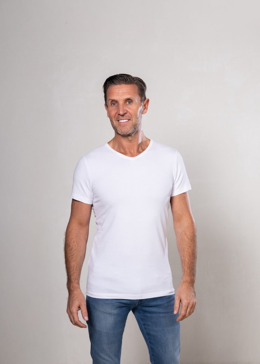 Alca Fashion - Regular Fit - Heren T-Shirt Lite V-Hals - Wit - L