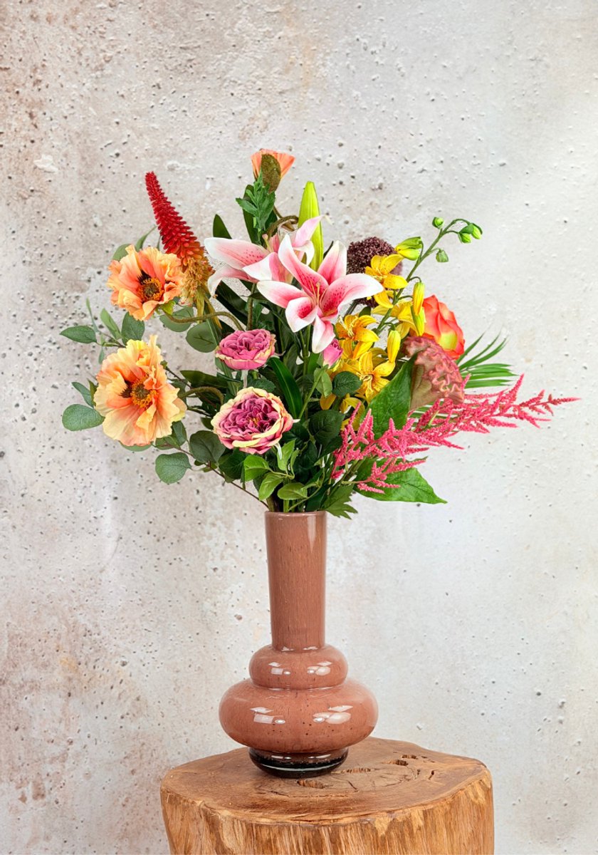 Zijden bloemen boeket "Rainbow Mayhem" | 95 cm | Uniek & Onvergetelijk | Prachtig ogende bloemen | Jarenlang mooi