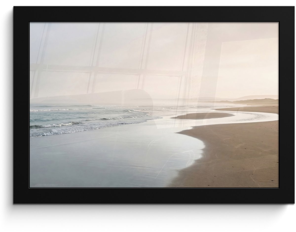 FrameYourWall Poster in lijst - Fotolijst 30x20 cm - Posters - Kustlijn - Strand - Oceaan - Posterlijst zwart - Decoratie - Wanddecoratie woonkamer - Muurdecoratie slaapkamer