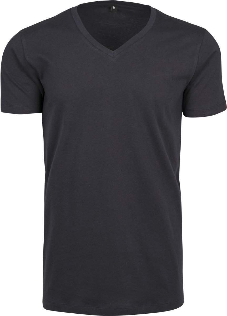 Build Your Brand - Licht T-Shirt met V-Hals - Navy maat 4XL