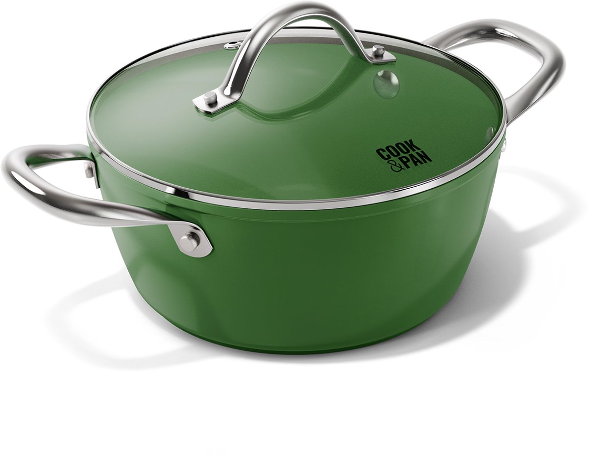 By C&P - Go Green Kookpan 22 cm met glazen deksel