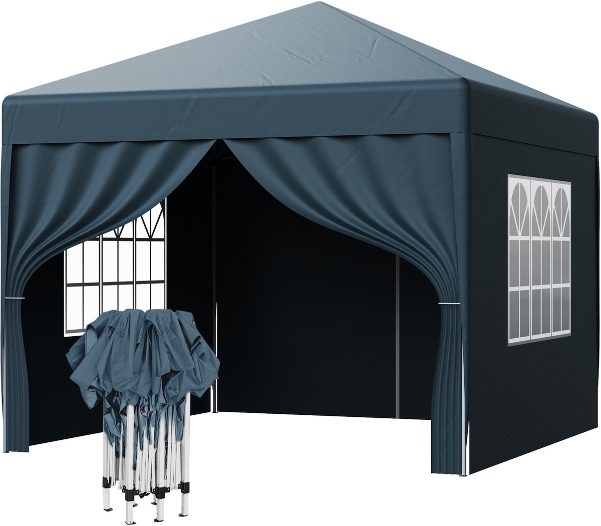 LOEFME Opvouwbare Partytent 3x3m - Easy Up - Waterdicht Paviljoen met Zijwanden & Draagtas - Blauw