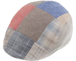 Flatcap Fiebig Linnen Patchwork Ruitpatroon maat 59