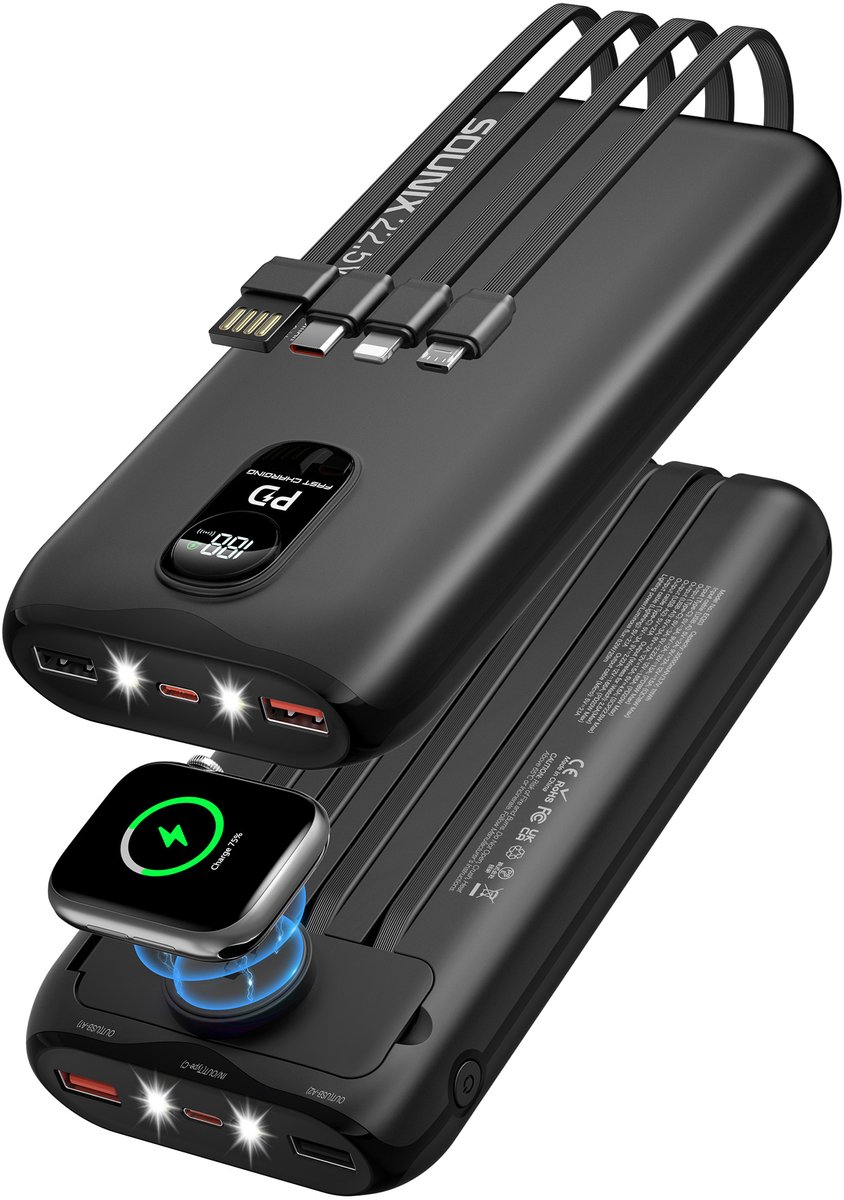 Sounix Powerbank 30.000 mAh - 22.5W Snellader - Ingebouwde - Sounix - €32,98