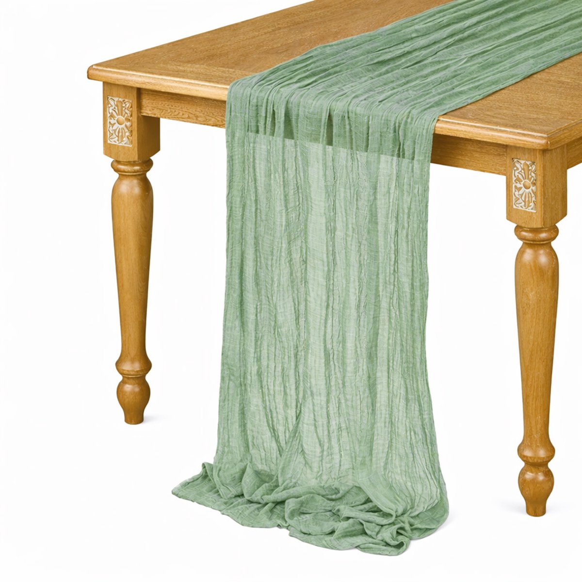 Tafelloper - 90x300cm - Grijsgroen - Polyester - Tafelkleed - Lang - Tafelkleed - Eettafel - Tafeldecoratie - Interieur - Woondecoratie - Dressoir - Salontafel