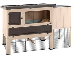 Ferplast Konijnenhok Grand Lodge 160 - Dierenverblijf - 158x73x110 cm Beige Donkerbruin