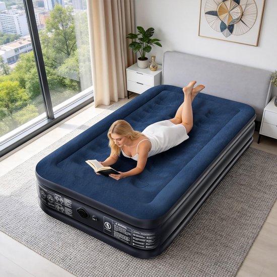 Opblaasbare Matras - Luchtbed met Ingebouwde Elektrische Pomp - 21 Gaten Luchtkussenstructuur - Draagvermogen 150kg - Zelfopblazende Luchtmatras - Voor Reizen, Camping en Gastenkamer - 190×99×38cm - NAIZY — afbeelding 4