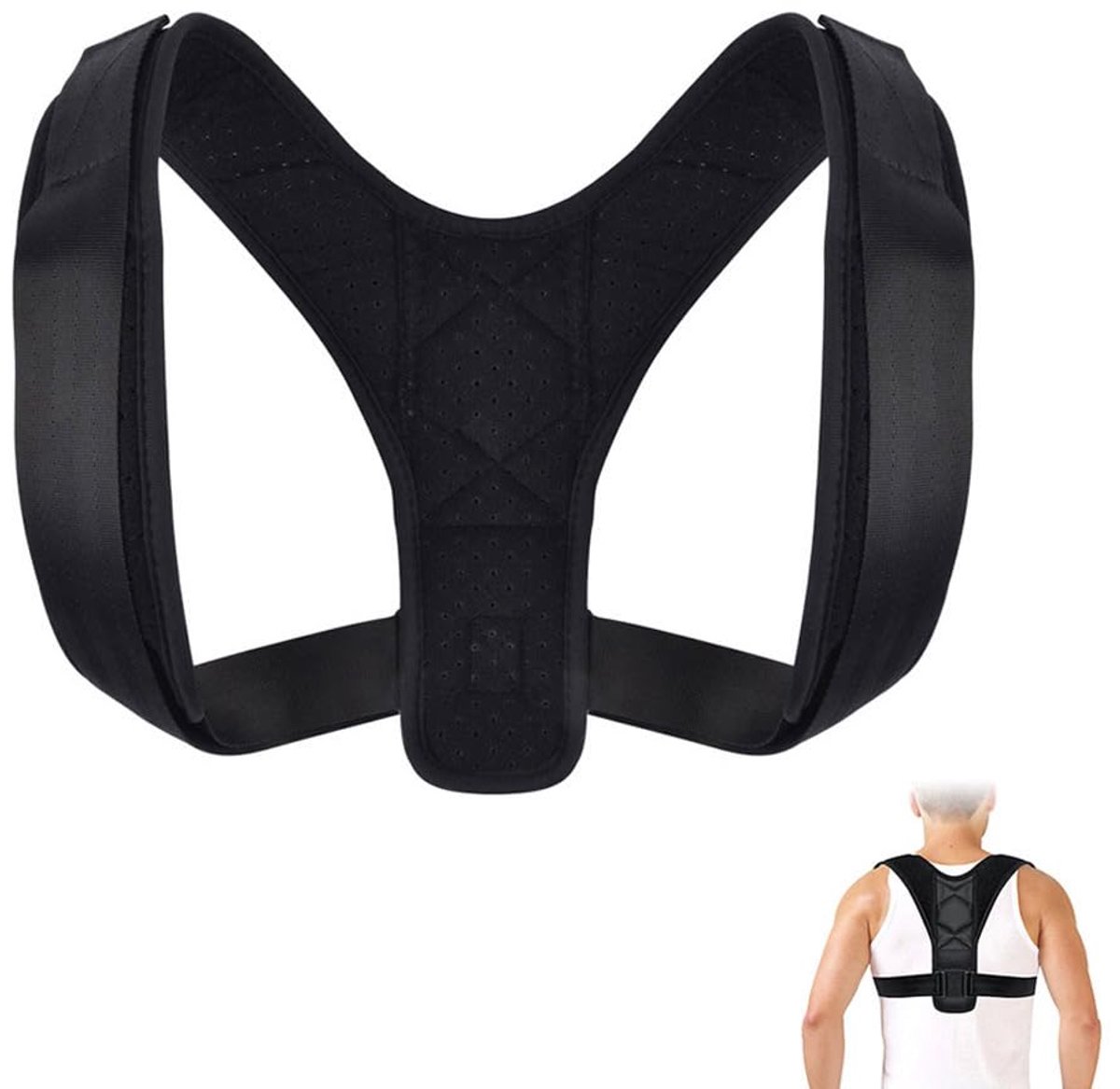 Rugbrace - Postuur Corrector - Houding Corrector - Rugbrace voor Houding Correctie - Verstelbare Rugband - Schouderbrace - Voor Man & Vrouw - Onzichtbaar & Comfortabel - Zwart