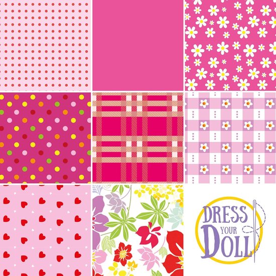 Kleed je pop - Stoffen set - Creatief knutselen - Polyester materiaal - 31 x 24 x 1 cm - Meerkleurig — afbeelding 4