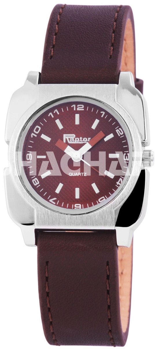 Raptor dameshorloge van echt leer RA10094 met echte leren band, 3 ATM, inclusief geschenkdoos