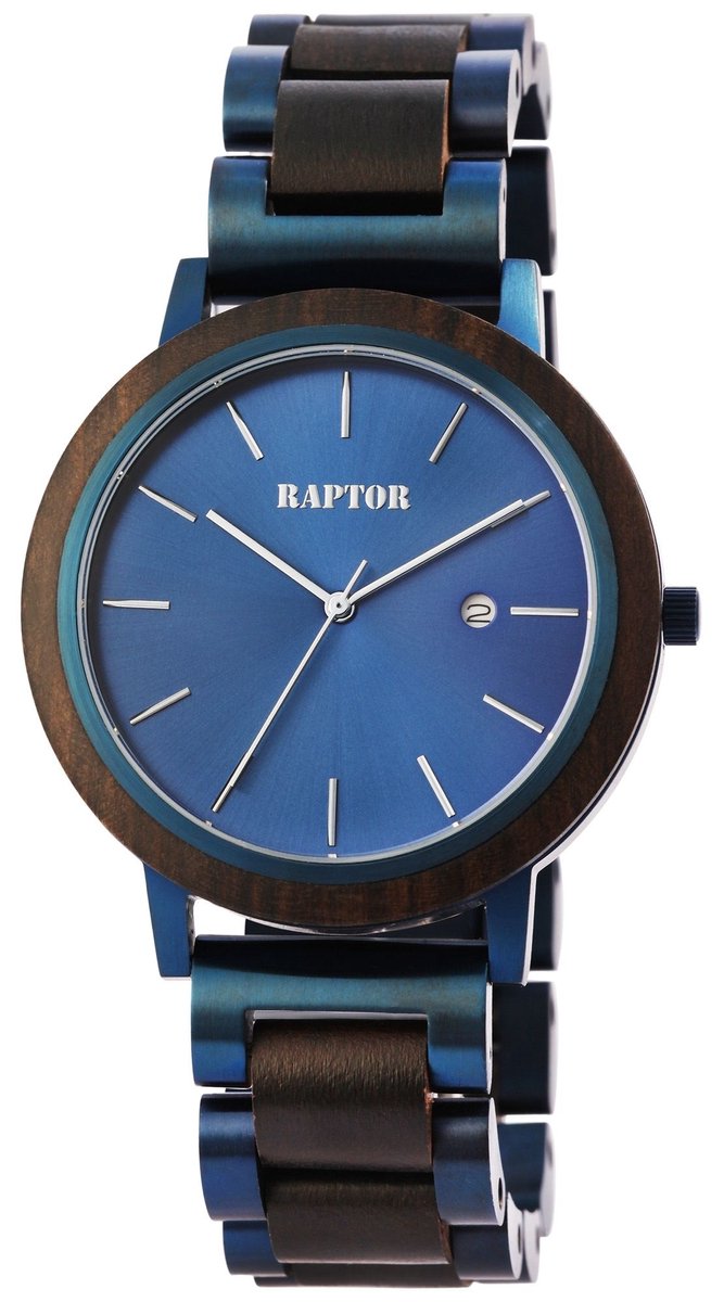 Raptor Herenhorloge van roestvrij staal Unathi Raptor herenhorloge "Unathi" gemaakt van hout en roestvrij staal
