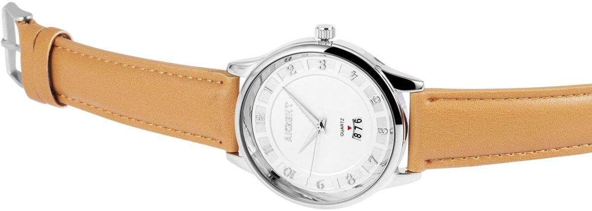 AKZENT Herenhorloge van imitatieleer AK0082 Akzent herenhorloge met imitatieleren band