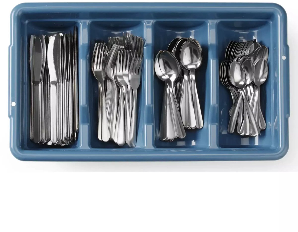 HENDI 200-delige bestekset met blauwe bestekbak 525 x 300 x 95 mm inclusief messen vorken lepels