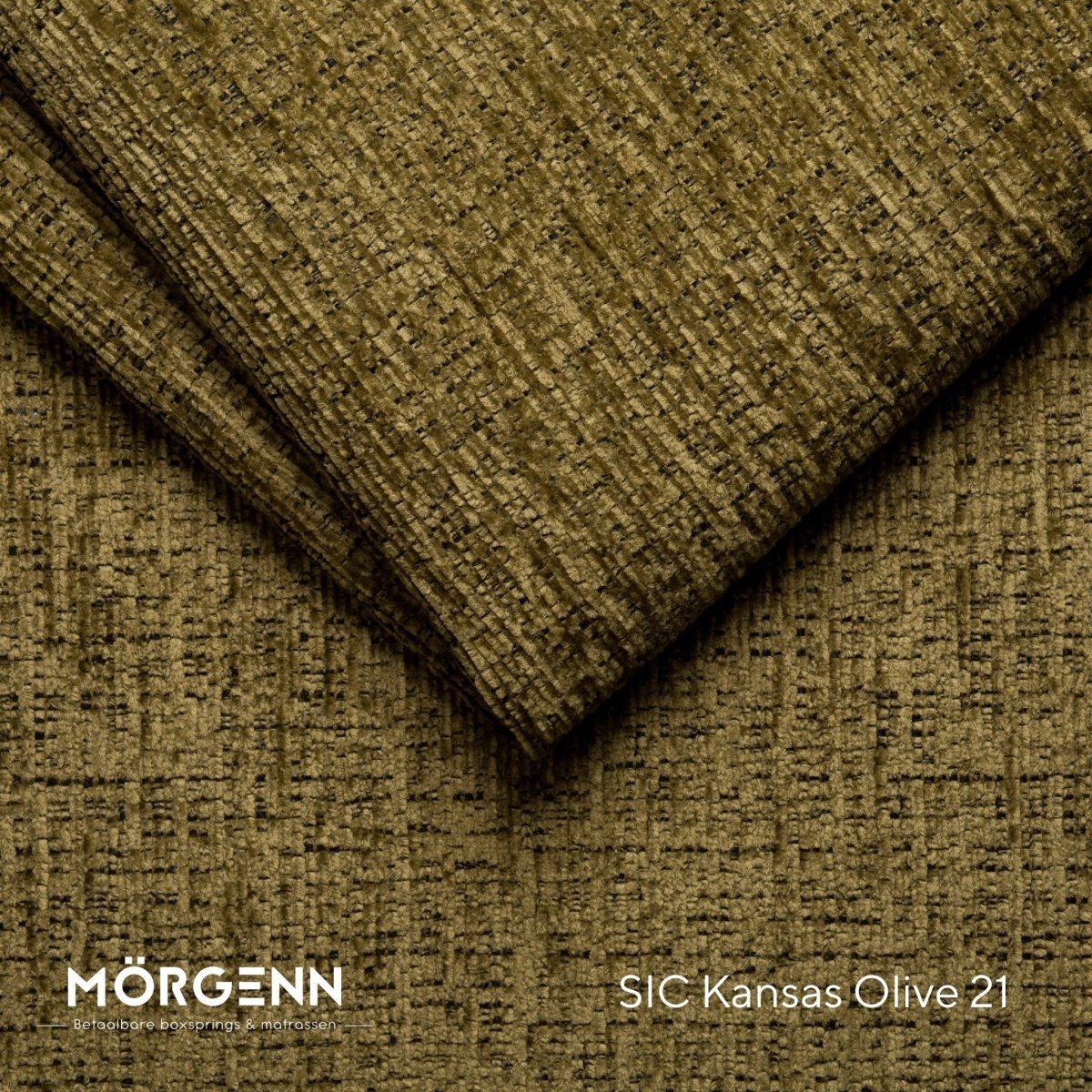 Mörgenn SIC Kansas Stofstaal - Chenille Stof voor Boxspring en Bed - Olive 21
