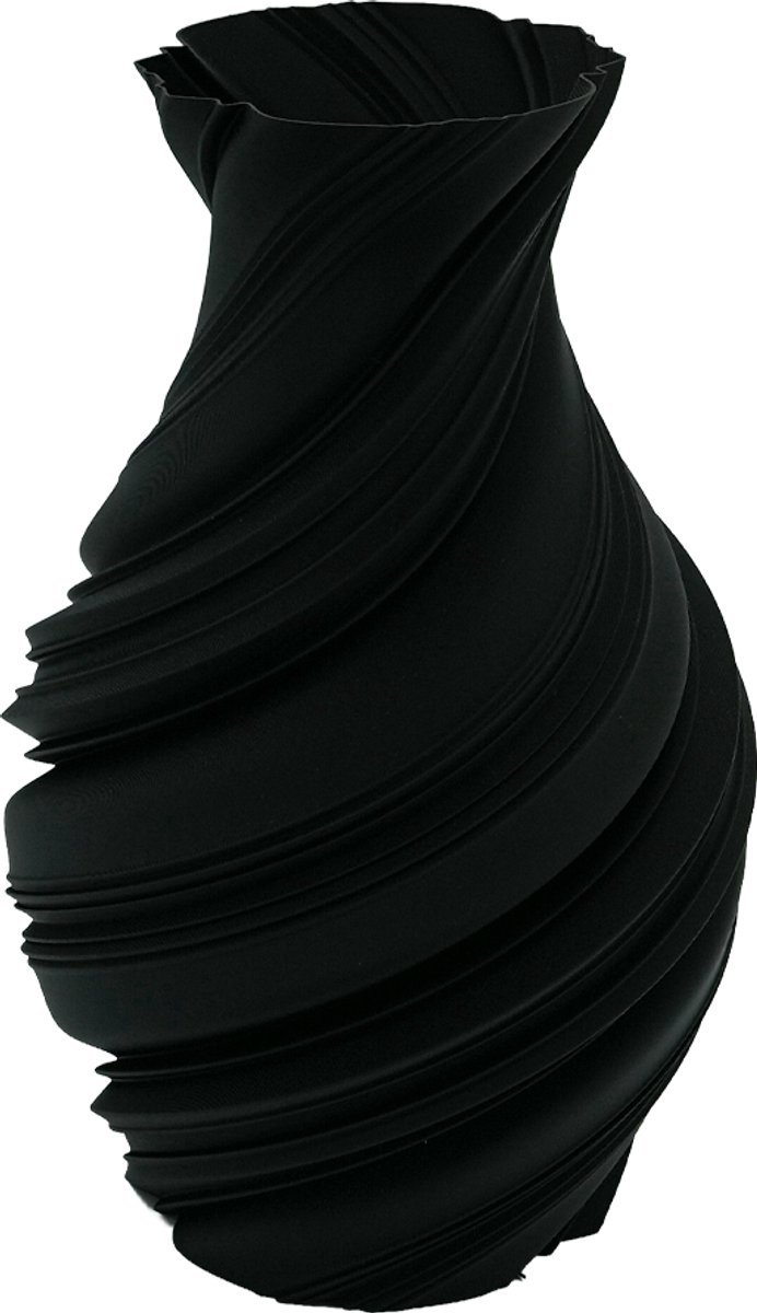 Lovora Flowy Japandi vaas - Decoratieve vaas - Zwart - 3d geprinte vaas – geschikt voor droogbloemen - 25CM