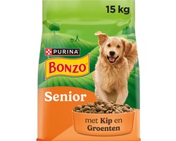 Bonzo Droog Senior - Hondenvoer Droogvoer - Kip & Groenten - 15 kg