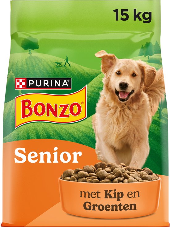 Bonzo droog senior hondenvoer – kip & groenten – 15 kg