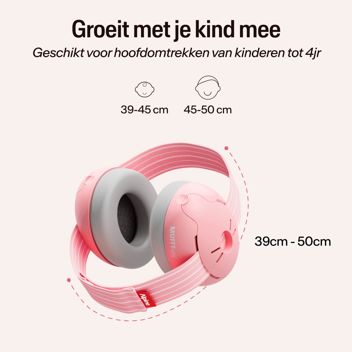 Alpine Muffy Baby Gehoorbescherming (12-36 Maanden) - Gecertificeerde Koptelefoon Baby - Verstelbare Oorbeschermers voor Baby en Peuter - 23 dB Demping - Blush – foto 5