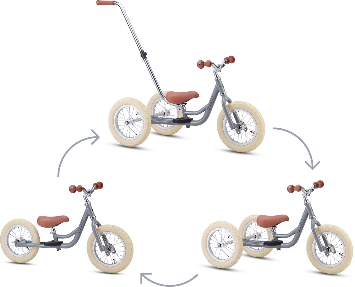 Køvapää Trike - 2 in 1 Loopfiets - 1.5 t/m 4 jaar - Met Naamsticker - 12 inch – Loopfiets - Grijs — afbeelding 9