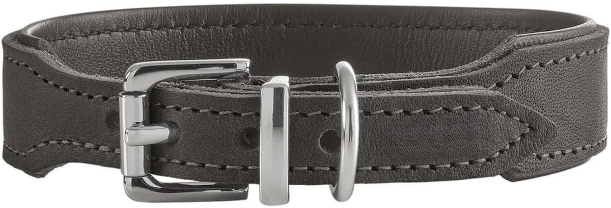 Halsband Hond Leer - Luxe Leren Halsband Hond - Honden Halsband - Hondenhalsband - Leren Honden Halsband - Leren Hondenhalsband - Sterke Halsband - Snelle Installatie - Leer - 37 cm - Grijs - van Imperatoris