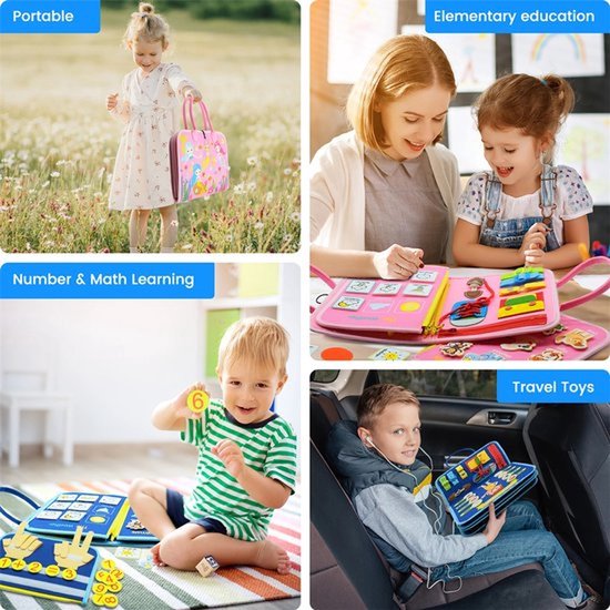 Peuter Busy Board, Montessori Speelgoed, Druk Boek Leerzaam Sensorisch Speelgoed voor Peuters, Peuter Reis Educatief Speelgoed, Leer Fijne Motoriek, Verjaardags voor Meisjes Jongens, Stijl F van Byingo — afbeelding 3
