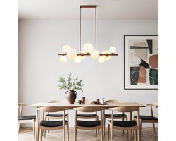 LumenXL Design hanglamp Deka bruin - melkwit glas, 10-lichts