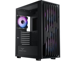 PREYON Nest Quarry ARGB - Gaming Behuizing Silent - USB-C - 4 PWM Fans - Gehard Glas - E-ATX Case - Zwart