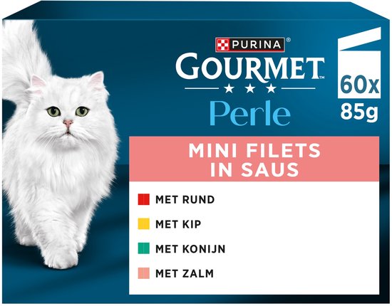 Gourmet Perle Mini Filets - Kattenvoer Kip, Konijn, Rund & Zalm - 60 x 85 g