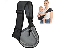Baby Draagzak - Kinderdrager - Schouderdrager Baby - Ergonomische Schuin gedragen Baby Drager - Lichtgewicht & Draagbaar - Voor Uitjes - Rugondersteunend - Zwart