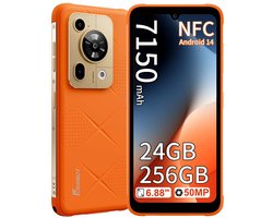 FOSSiBOT F112 Pro Robuuste Smartphone - Dual SIM 5G - 24 GB ROM - 256 GB ROM - 7150mAh - 6,88 inch HD+ IPS Scherm - IP68 Waterdicht Telefoon - GPS,NFC,Face ID,OTG - Oranje