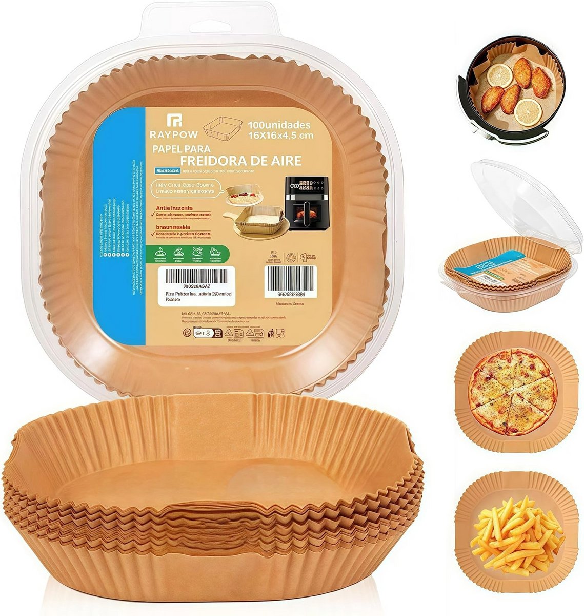 Vierkant Bakpapier voor Airfryer 100 Stuks 16-20 cm