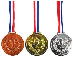 3 medailles goud, zilver, brons