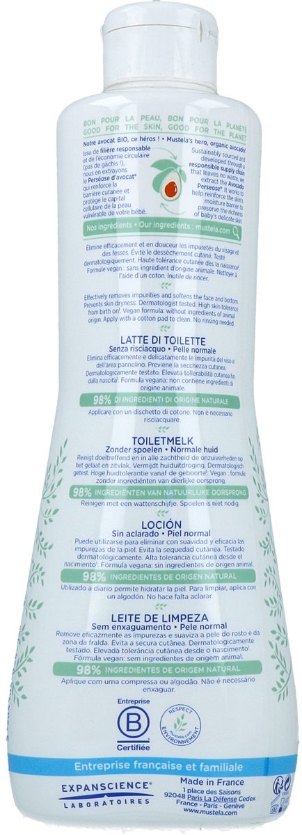 Mustela Toiletmelk 750ml - Zonder spoelen van Must — afbeelding 2