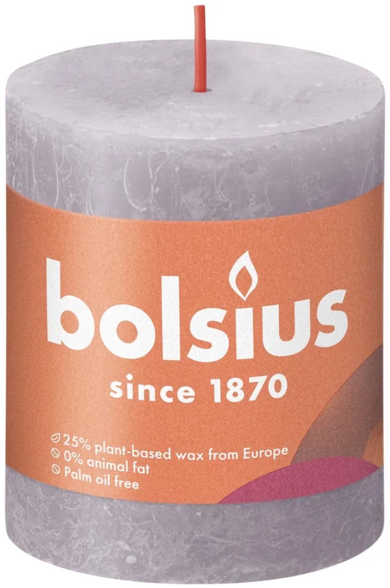 Bolsius Stompkaars Frosted Lavender Ø68 mm - Hoogte 8 cm - Grijs/Lavendel - 35 Branduren
