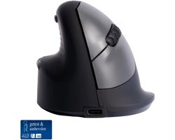 R-Go HE - Ergonomische Verticale Muis - Bluetooth - Break Software - Linkshandig - Draadloos - Zwart