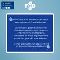 Blauwe achtergrond met tekst over R-Go Tools, hun missie en gecertificeerde producten.