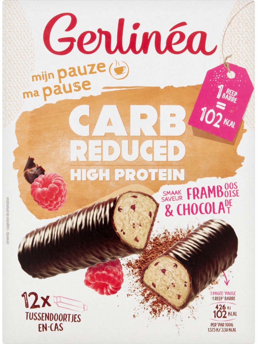 Gérlinea Fit&Protein - Eiwitrepen - Framboos - Chocolade - 12 x 31 g