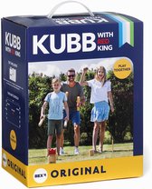 Bex Kubb Original – Zweeds Vikingschaak – Premium Buitenspel – Massief Rubberhout – Koning Met Rode Kroon – Vanaf 8 Jaar – Inclusief Draagtas