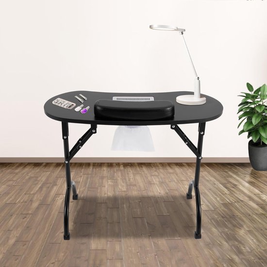 Aura® Manicure Tafel met Afzuiging – Nageltafel – Bureau – Op Wieltjes – Met 3 Stofzuigerzakken – Opvouwbaar –Zwart 90cm x 40cm x 73cm