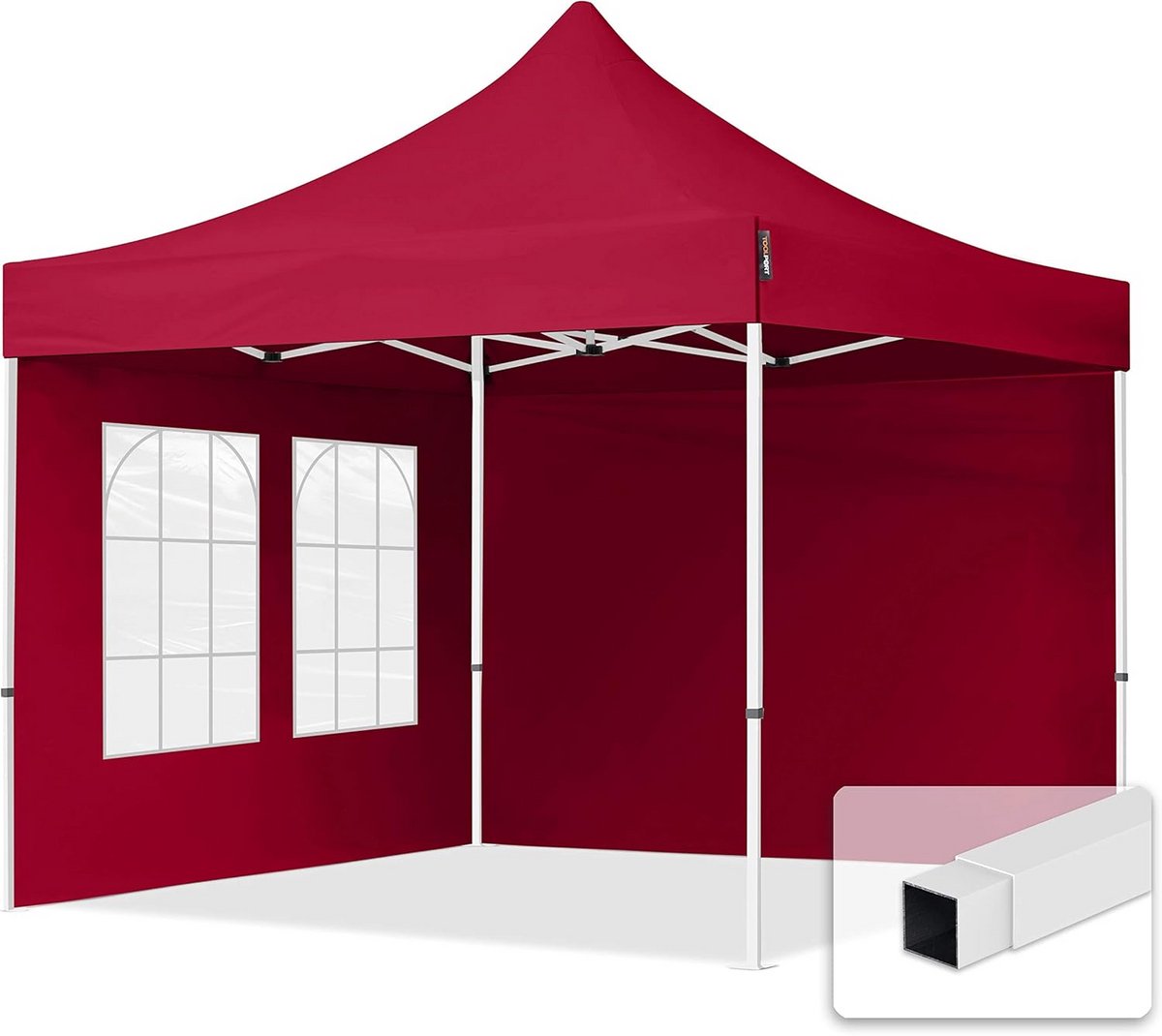 Partytent 3x3m Snelopzetting Inklapbaar met 2 Zijwanden Inclusief Ramen