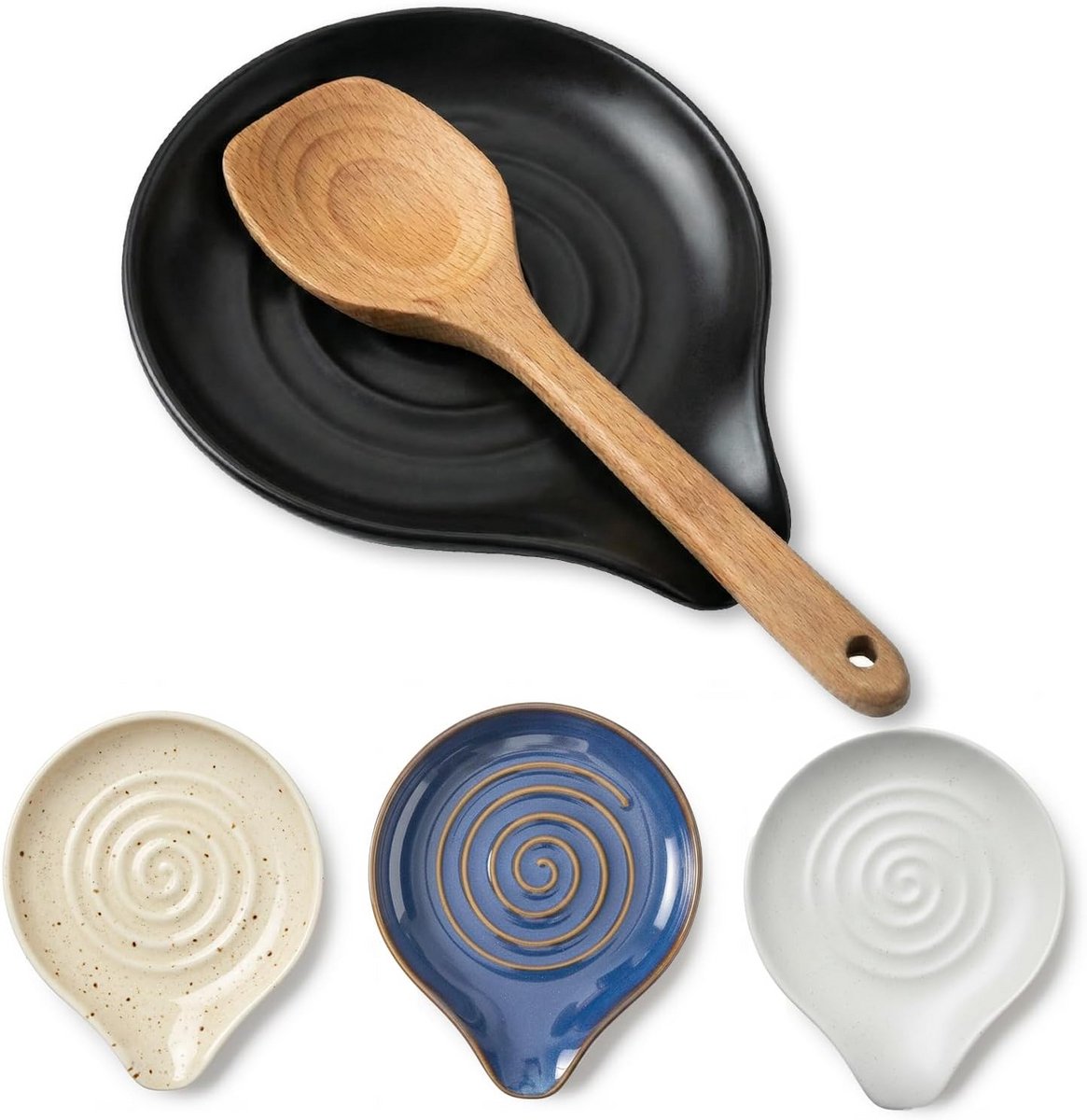 Keramische Lepelhouder voor in de Keuken - Zwart