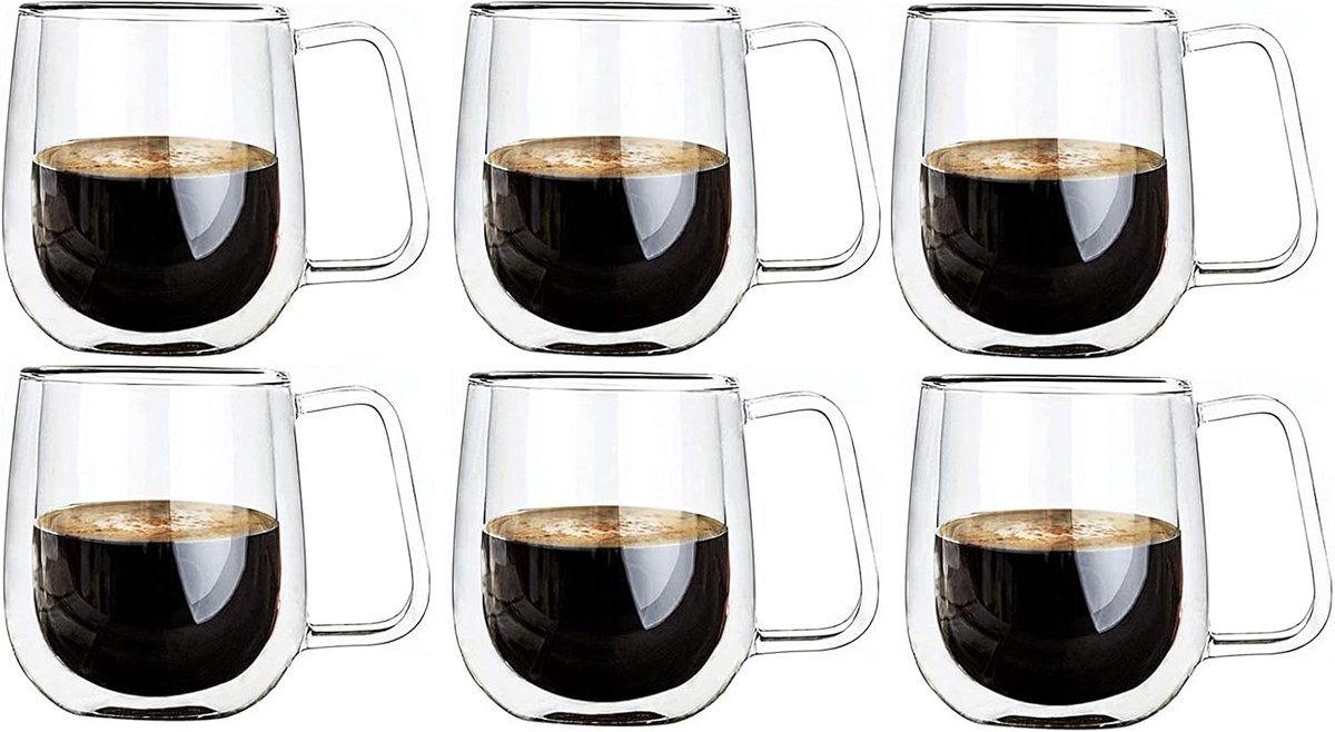 Set van 6 Dubbelwandige Thee- en Koffieglazen 320 ml