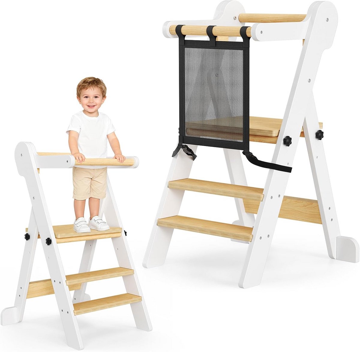 Leertoren Opvouwbaar - Kinder Keukentoren - Kinderen Helpen - In Hoogte Verstelbaar - 95 x 10 x 34 cm