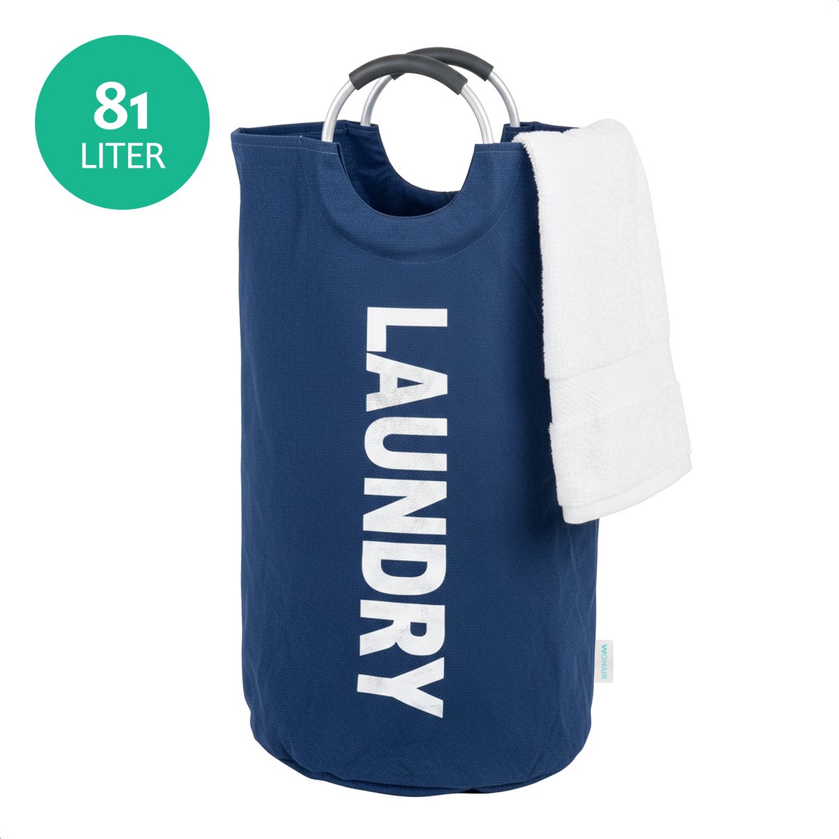 Bol.com Wonair Wasmand – Waszak - Opvouwbaar – Donkerblauw – 81L aanbieding
