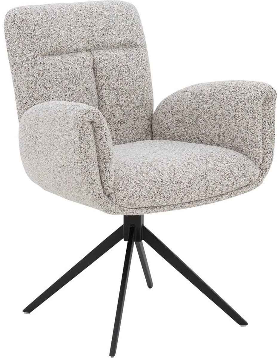 Goossens Eetkamerstoel Evy - Met Armleuning - Stof - Beige